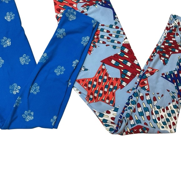 LuLaRoe Women's One Size Leggings Lot of 2 Patriotic Paw Print Colorful Soft - Picture 4 of 6